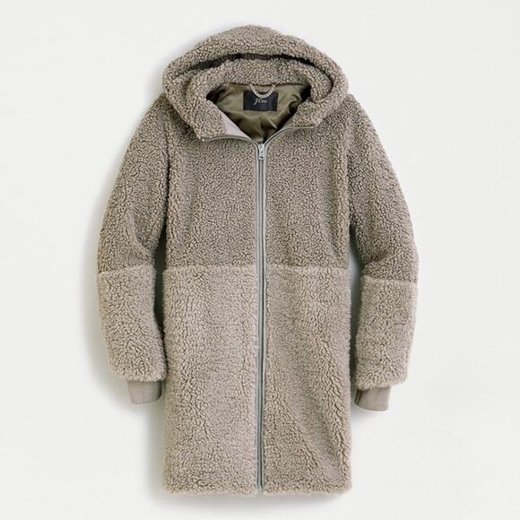 J.Crew Colorblock Mixed Teddy Sherpa Coat Size XXS NEW - Picture 1 of 9